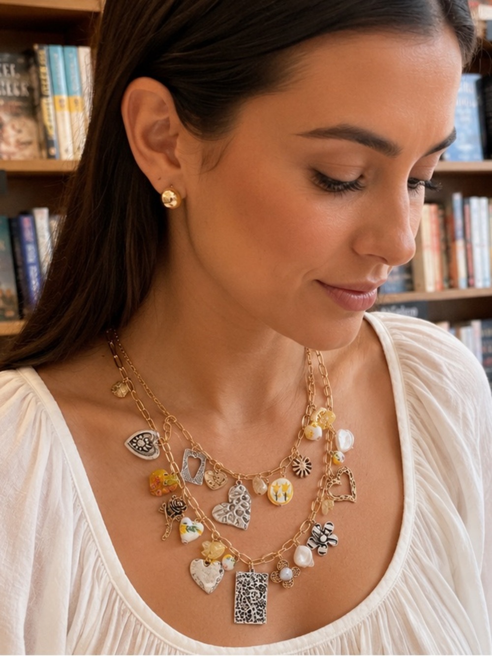 Free People Maximillion Charm Necklace Vintage Lover NWT - Picture 2 of 4